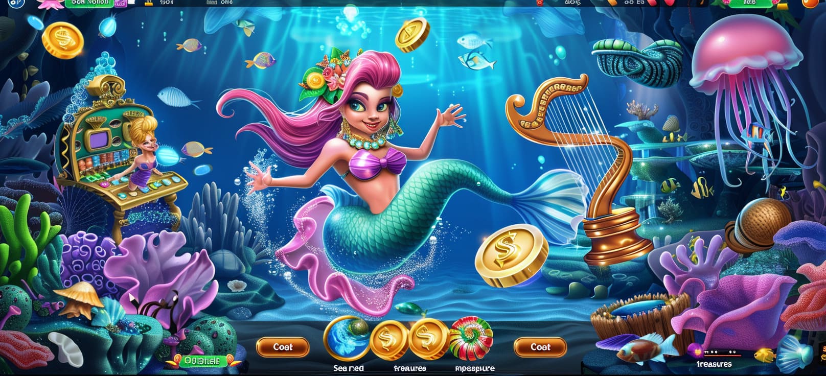 Caça-níqueis de sereia online com tesouros do mar no spinclub99 cassino